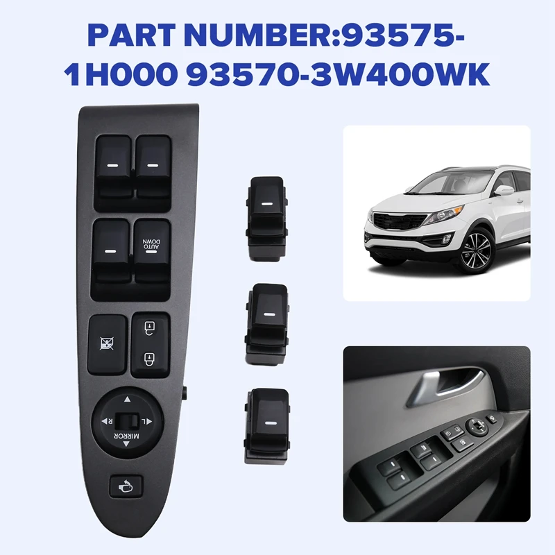 

93575-1H000 93570-3W400WK Car Power Window Switch For Kia Sportage 2.0L 2011-2017