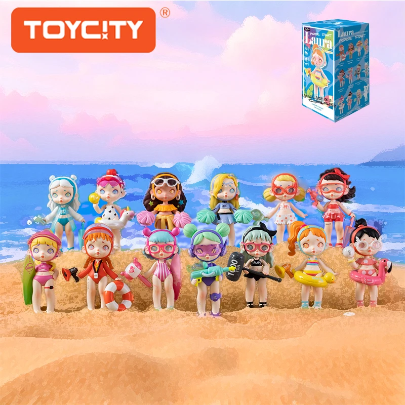 Toycity Laura "Pool Fight" شاطئ البحر هاواي أنماط سلسلة صندوق أعمى مجموعة ألعاب شخصيات الحركة الأصلية صندوق غامض عشوائي الهدايا