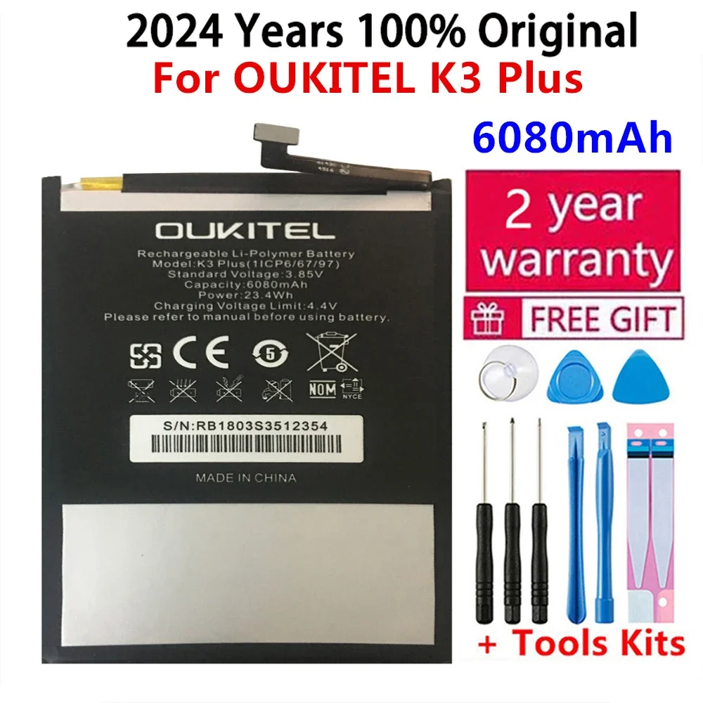 2024 Years Mobile phone battery real OUKITEL K3 PLUS battery 6080mAh Long standby time High capacit OUKITEL Mobile Accessories