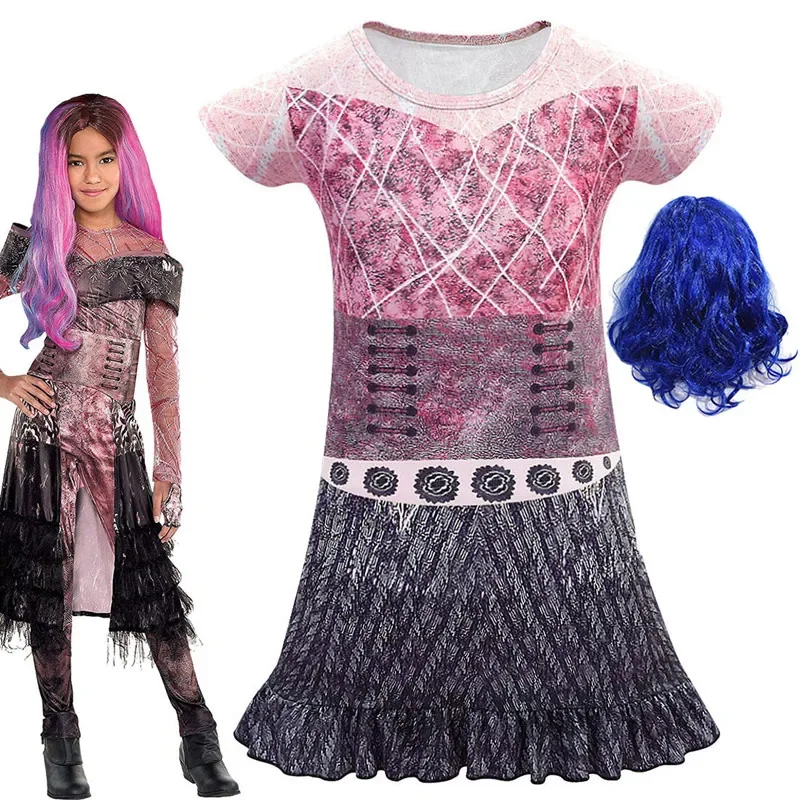 Descendentes 3 Evie Cosplay Dress for Children, Mal Costume, Top e calças, conjunto completo, Dia das Bruxas, Carnaval, Crianças, Meninas, Novo, 2024