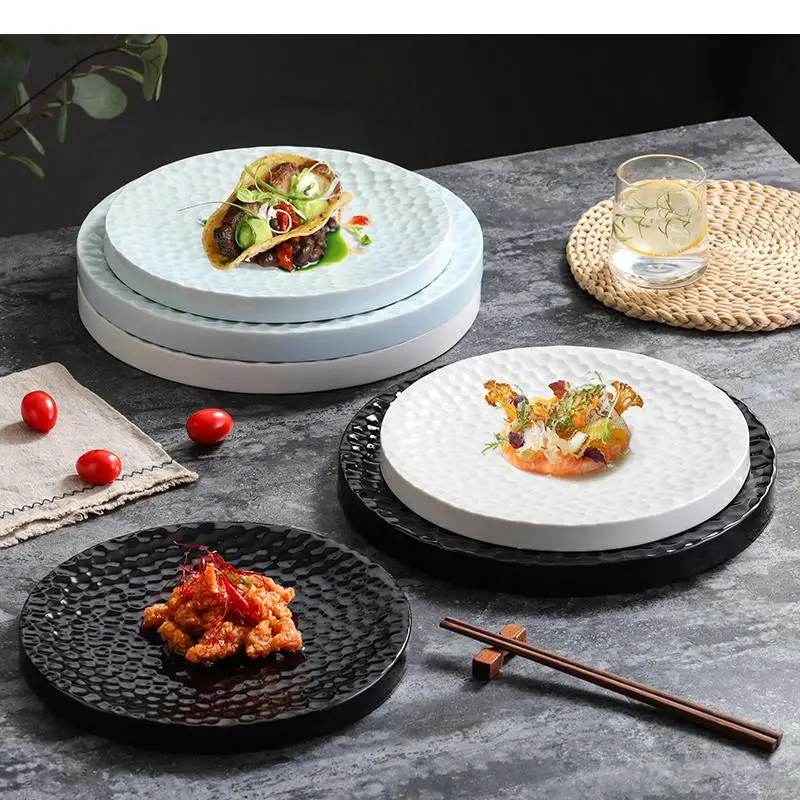 

Ceramic Vegetable Plates Sashimi Sushi Dish Cooking Restaurant Round Solid Color Tableware Steak Snack Desserts Tray