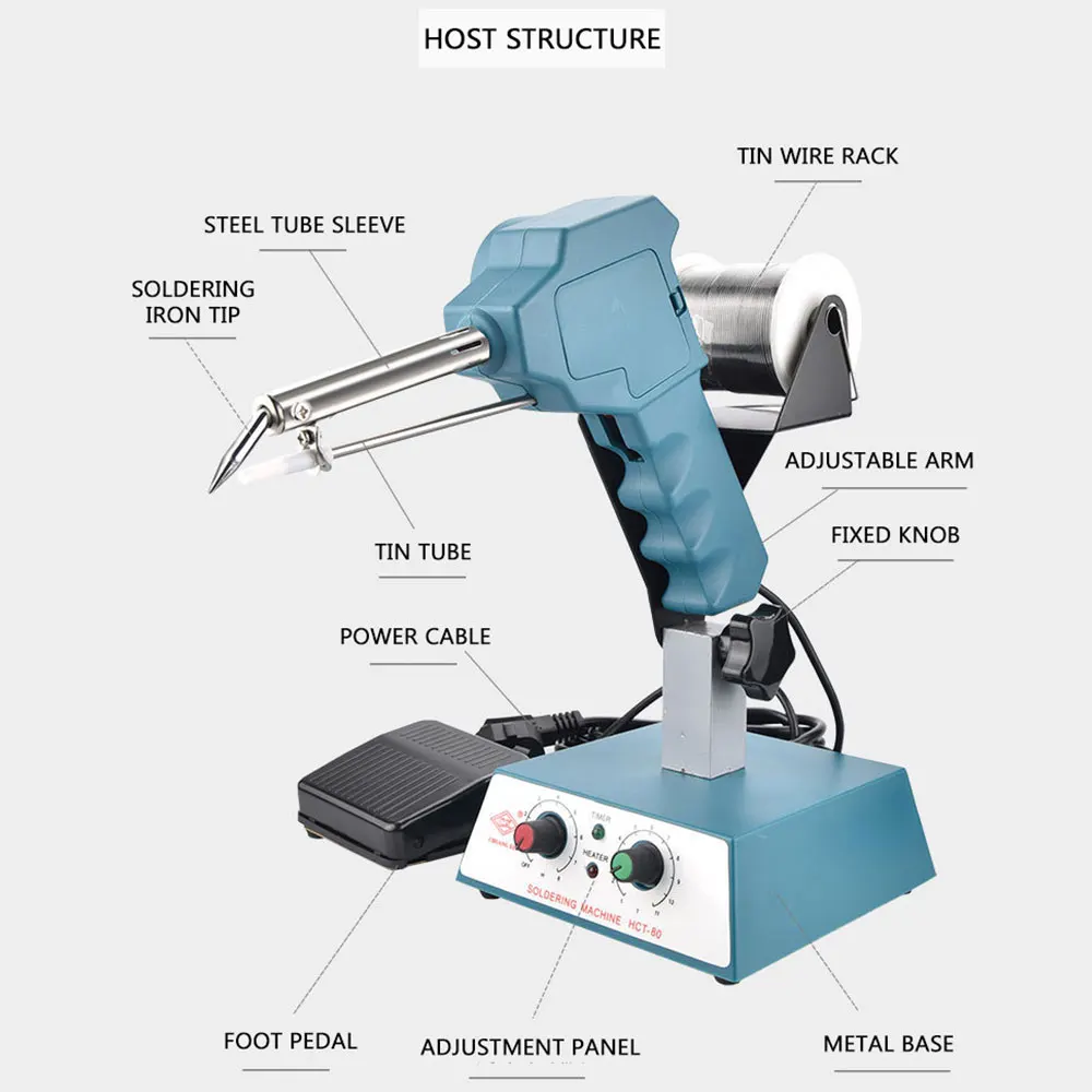 HCT-80 Semi-automatic thermostat soldering machine 220V 80W LED wick soldering external heat foot-operated soldering machine