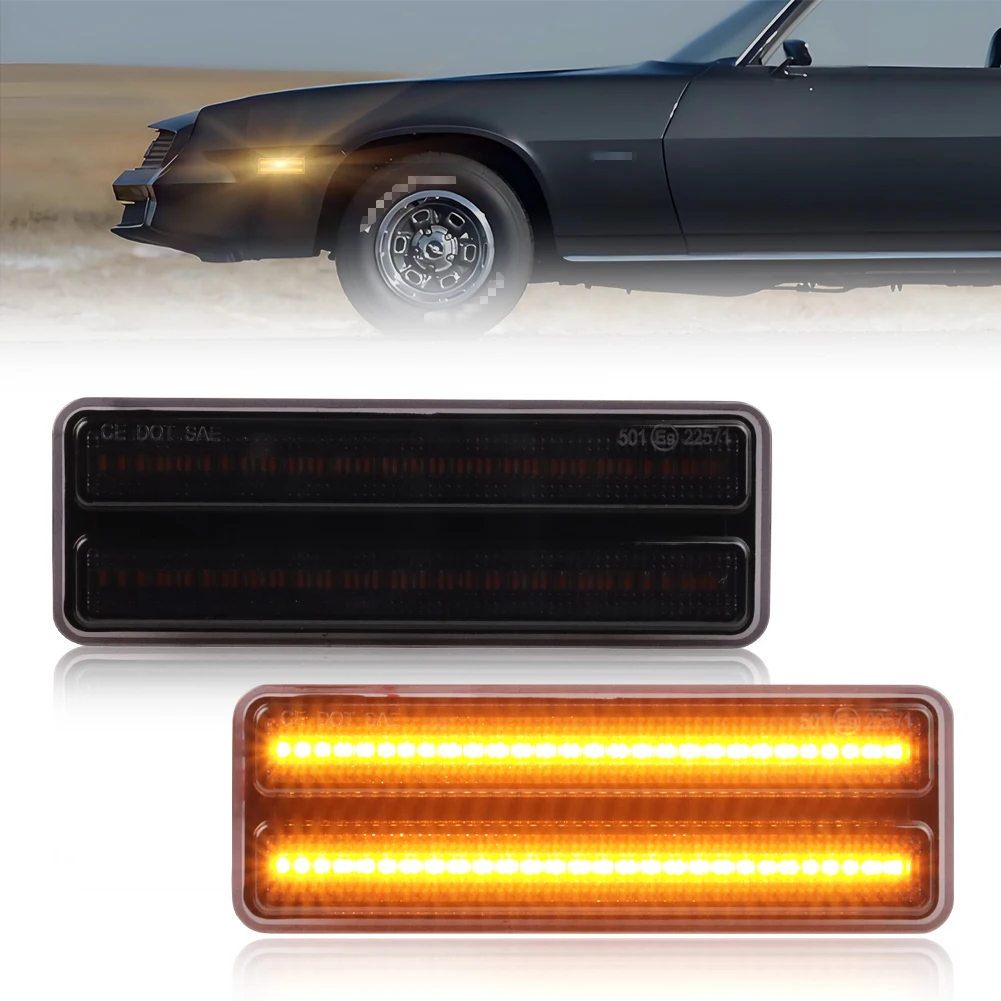 2 قطعة المصد الأمامي الجانب ماركر ضوء بدوره مصباح إشارة عاكس الحاجز ضوء ث/LED ل 1978 1979 1980 1981 شيفروليه كامارو Z28