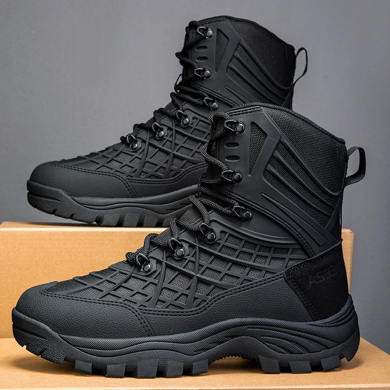 Men'S Shoes Hiking - メンズハイカットタクティカルブーツ 通気性のある滑り止めゴム底 耐摩耗性 アウトドアハイキングトレッキングシューズ キャンプや登山に最適