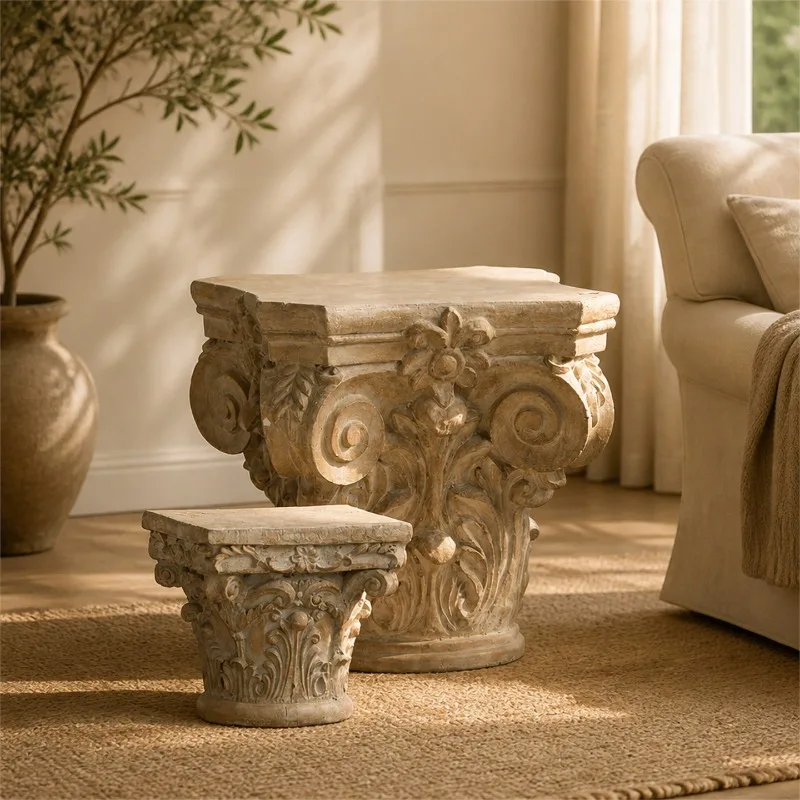 CJ007 European French retro Roman column living room coffee table side table corner few home decoration window ornament