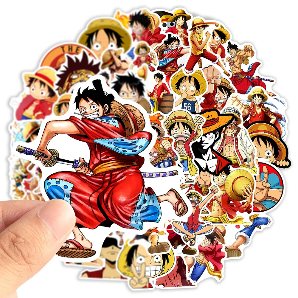 10/30/50 Buah Stiker Luffy Anime One Piece untuk Mainan Anak-anak DIY Skateboard Ponsel Laptop Koper Stiker Keren Hadiah Stiker Kartun