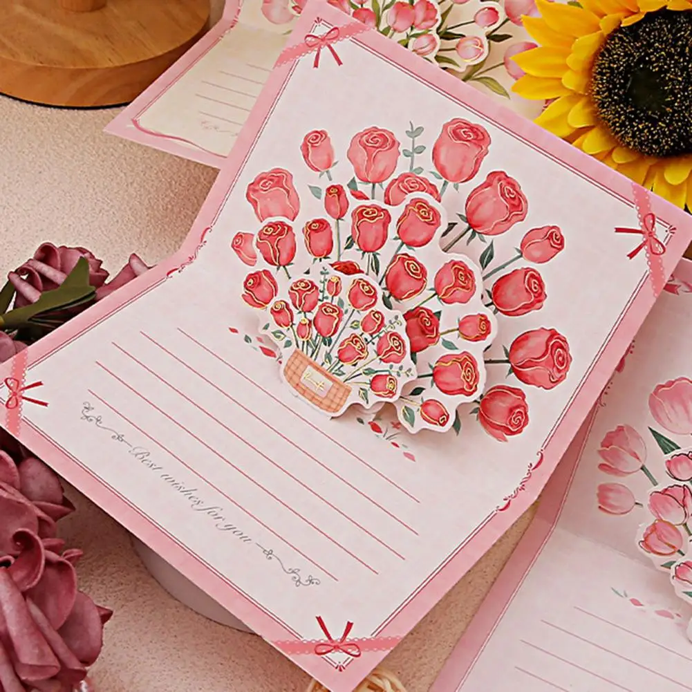 Surprise Bouquet Pop Up Cards Handmade 3d Flower Bouquet Pop-up Greeting Card for Mother's Day Graduation Anniversary for Mom