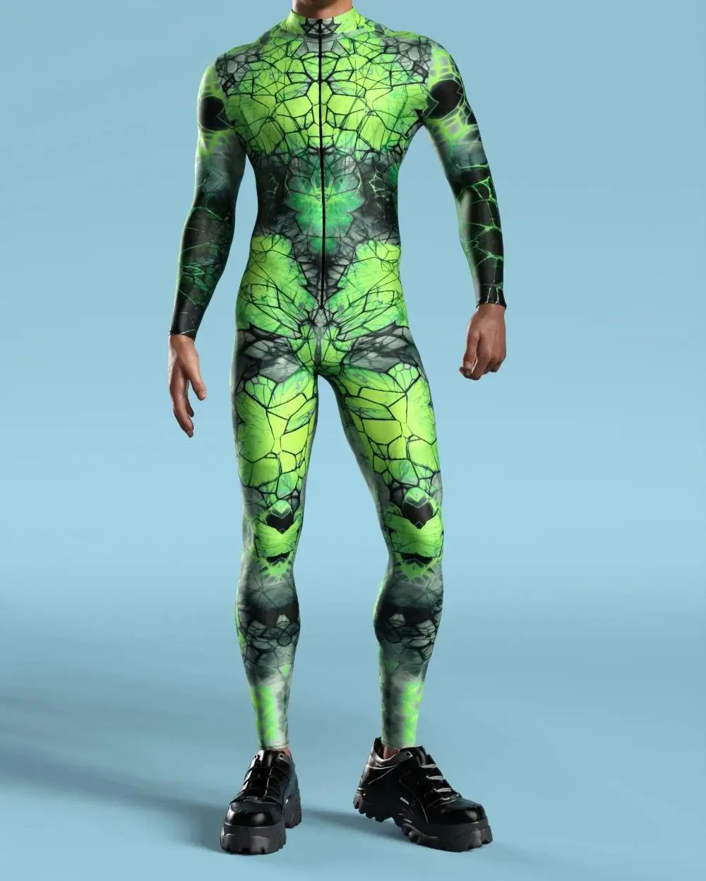 Herren Regenbogen-Party-Punk-Jumpsuit Onesie Halloween Cosplay Kostüm Elastischer Party-Performance-Bodysuit – Detail 23