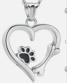 

Pet Cremation Jewelry Paw Print Urn Ashes Necklace for Women Men Memorial Heart Urn Keepsake Necklace for Dog/Cat