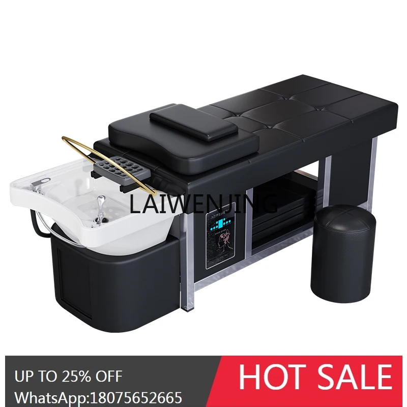

Hair wash bed, barbershop special ceramic basin with constant temperature water circulation massage table