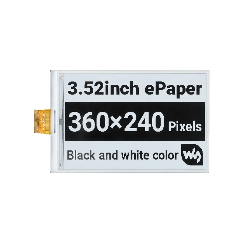 

3.52inch E-Paper , 360 × 240, SPI Interface Low Power, Wide Viewing Angle, Paper-Like Effect Without Electricity