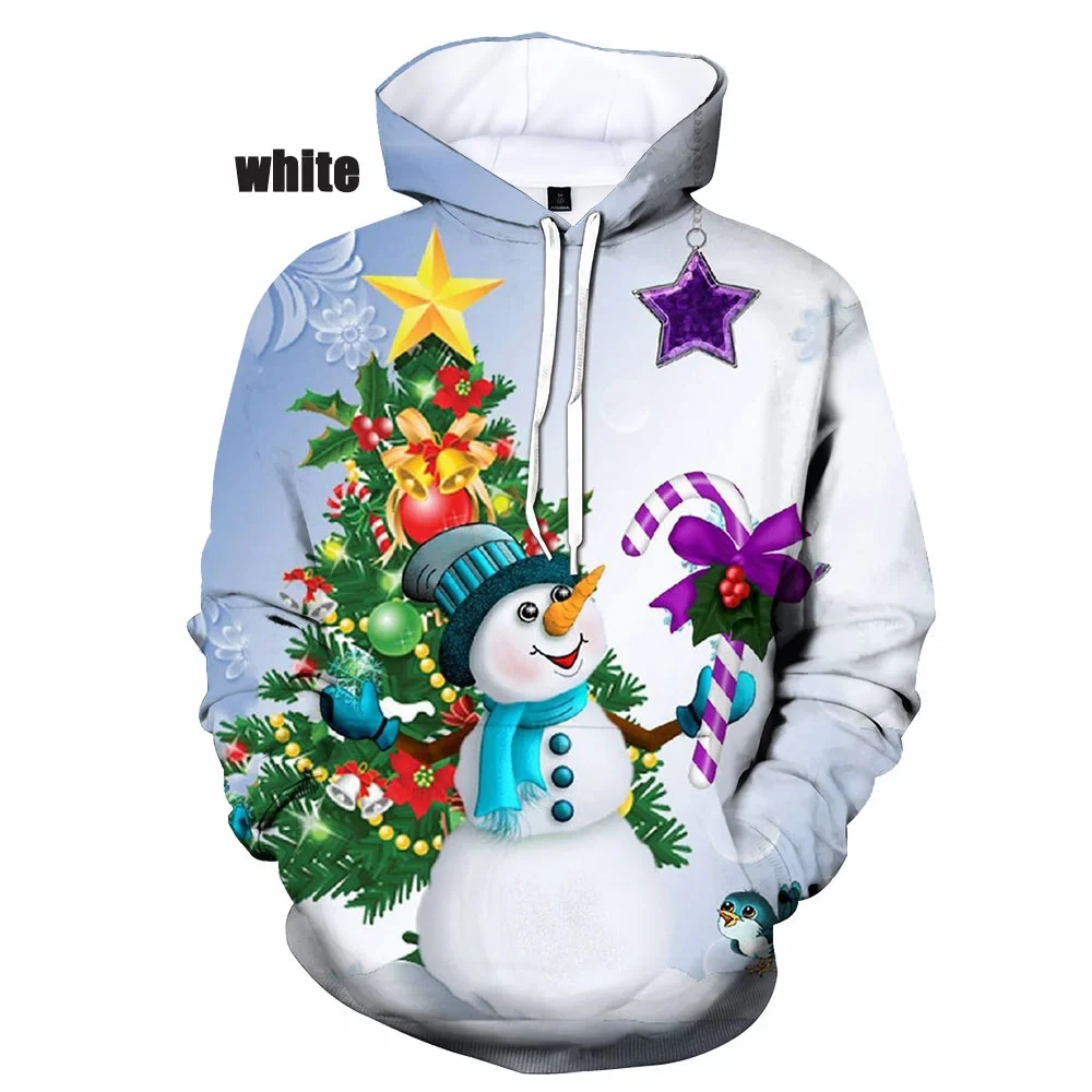 New Christmas 3d Printed Hoodie Christmas Snowman Animal Printed Unisex Casual Pullover Hooded Oversized