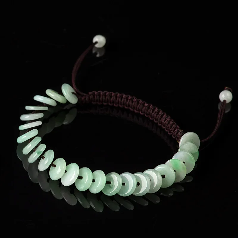 

Burmese Jade Donut Bracelets Talismans Charms Jewelry Designer Luxury Natural Real Jadeite Carved Stone Fashion Women Bangles