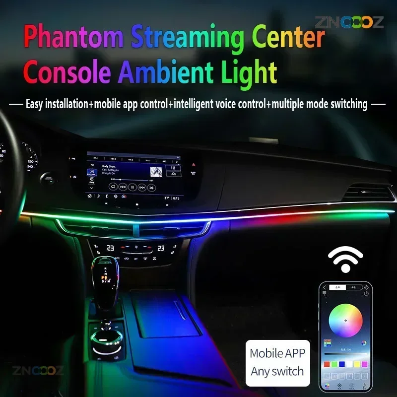 140cm 64color Car Dashboard Ambient Lights LED Interior RGB Symphony Atmosphere Lamp USB APP Control for Tesla Model 3 Y S X