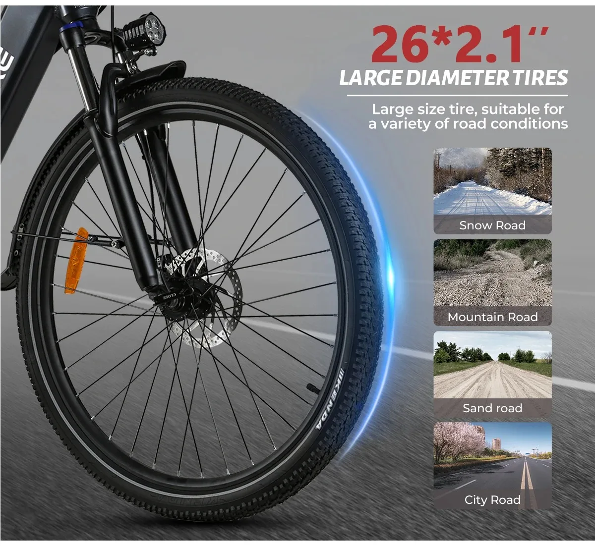 SAMEBIKE RS-A01PRO E-Bike 500W Motor 36V15AH Lithium-Akku Mechanische Scheibenbremsen Elektrofahrrad 26-Zoll-Reifen Elektrofahrrad – Detail 8