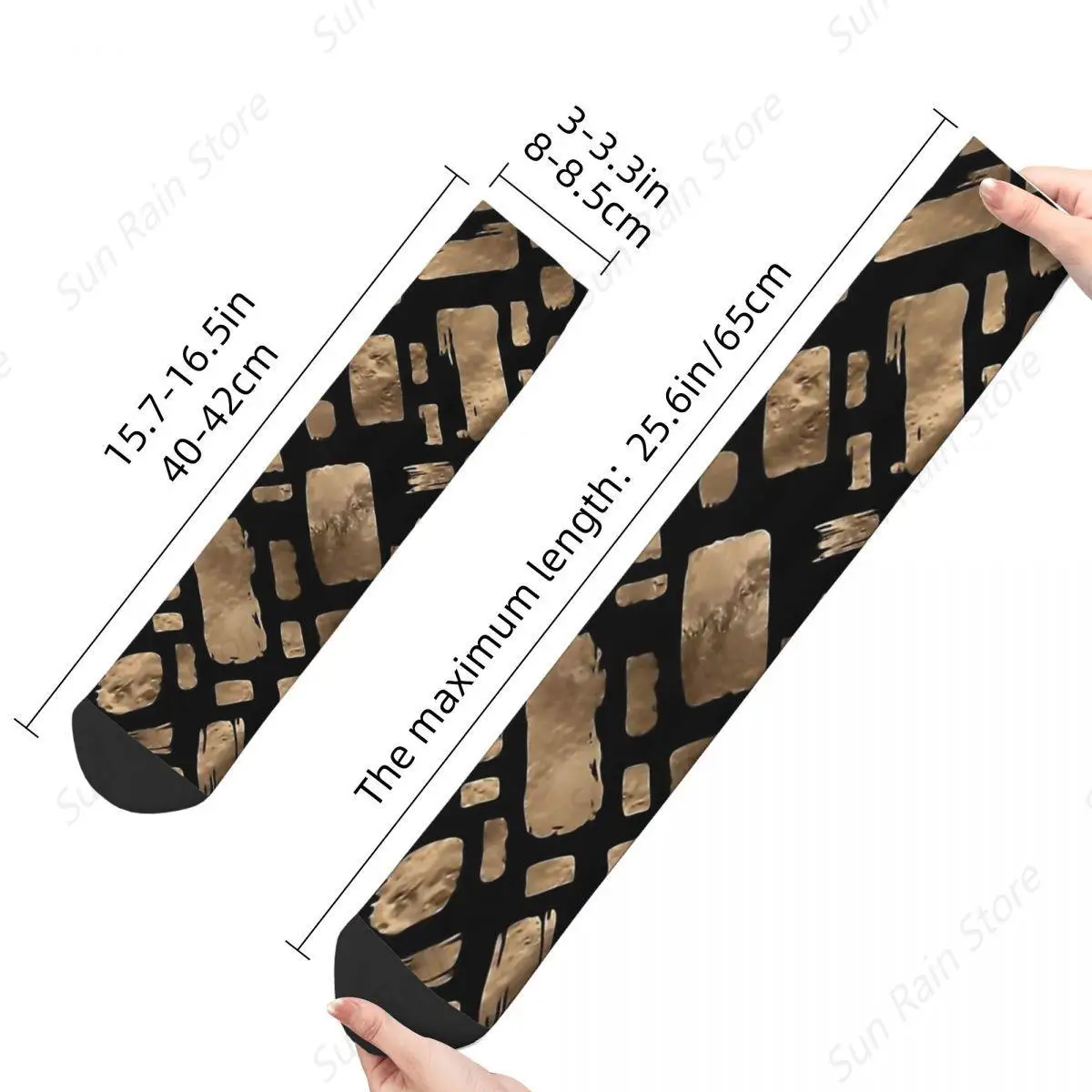 Egyptian Mythology Gold Paint Strokes On Gold Men Women Socks Outdoor Novelty Spring Summer Autumn Winter Stockings Gift