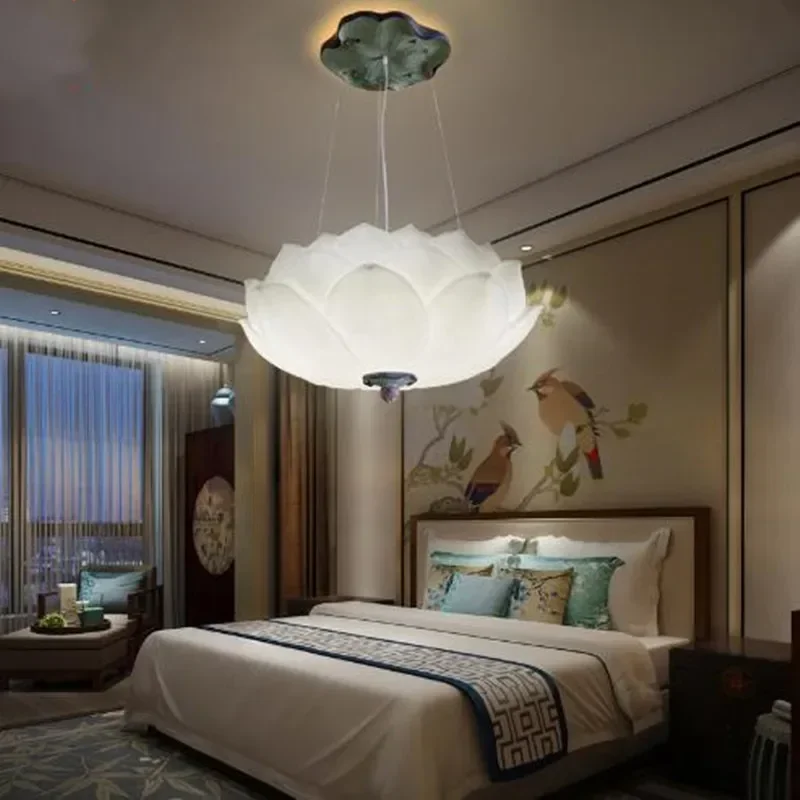 New Chinese style lotus chandelier creative living room tea  restaurant aisle decoration lamps    new year