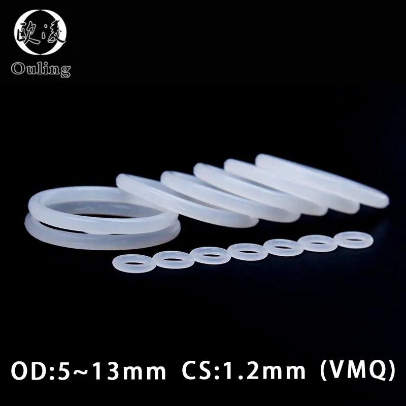 50PCS/lot Silicone Rubber Oring VMQ CS1.2mm OD5/5.5/6/6.5/7/8/9/10/11/12/13mm O Ring Gasket Silicone O-ring Heat-resistant