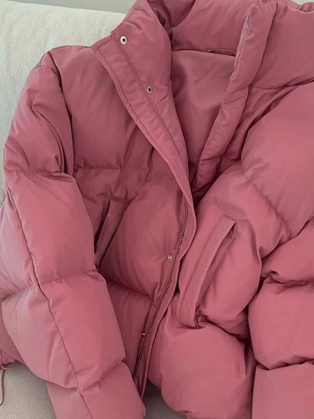 Women Padded Jacket Winter Puffer Bread Cotton Coats Outerwear Casual Stand Collar Pink Parkas Female Thick Warm Quilted Jackets