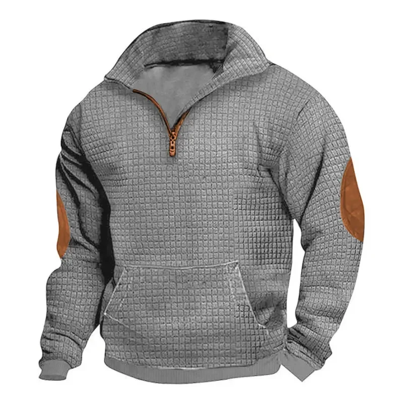 LIBIELIY 2024 Autumn Winter Men Casual Sweatshirts Stand Collar Zipper Loose Hoodies Male Long Sleeve Solid Loose Streetwear Swe