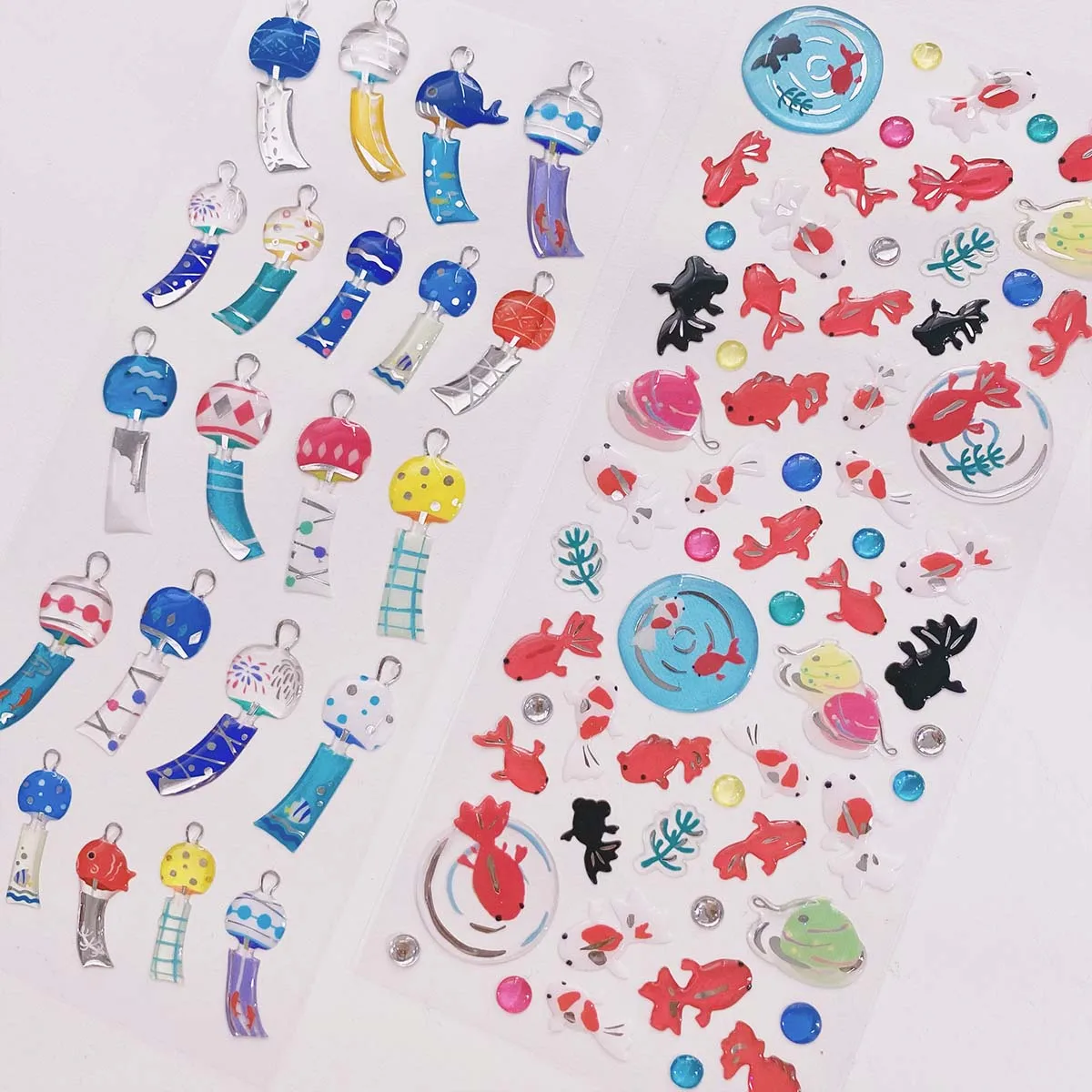 Crystal Drop 3D adesivi in PVC Scrapbooking Hot Stamping Sticker Wind Chime Goldfish Ice Cream Diy Journal Diary Cute Decor Gift