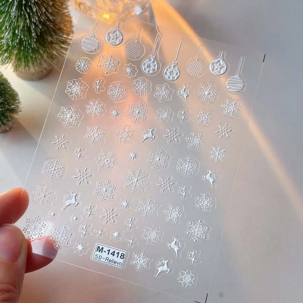 

Xmas Nail Charms Christmas Snowflake Nail Stickers Nail Accessories Manicure Ornaments Christmas Snowflake Nail Decals White