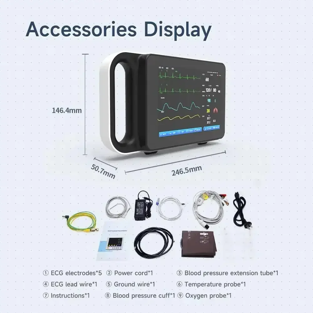 

Human Use Multi-parameter Medical Patient SuperviseTFT 7 Inch Touch Screen Portable Life Supervise SPO2&NIBP&PR&TEMP