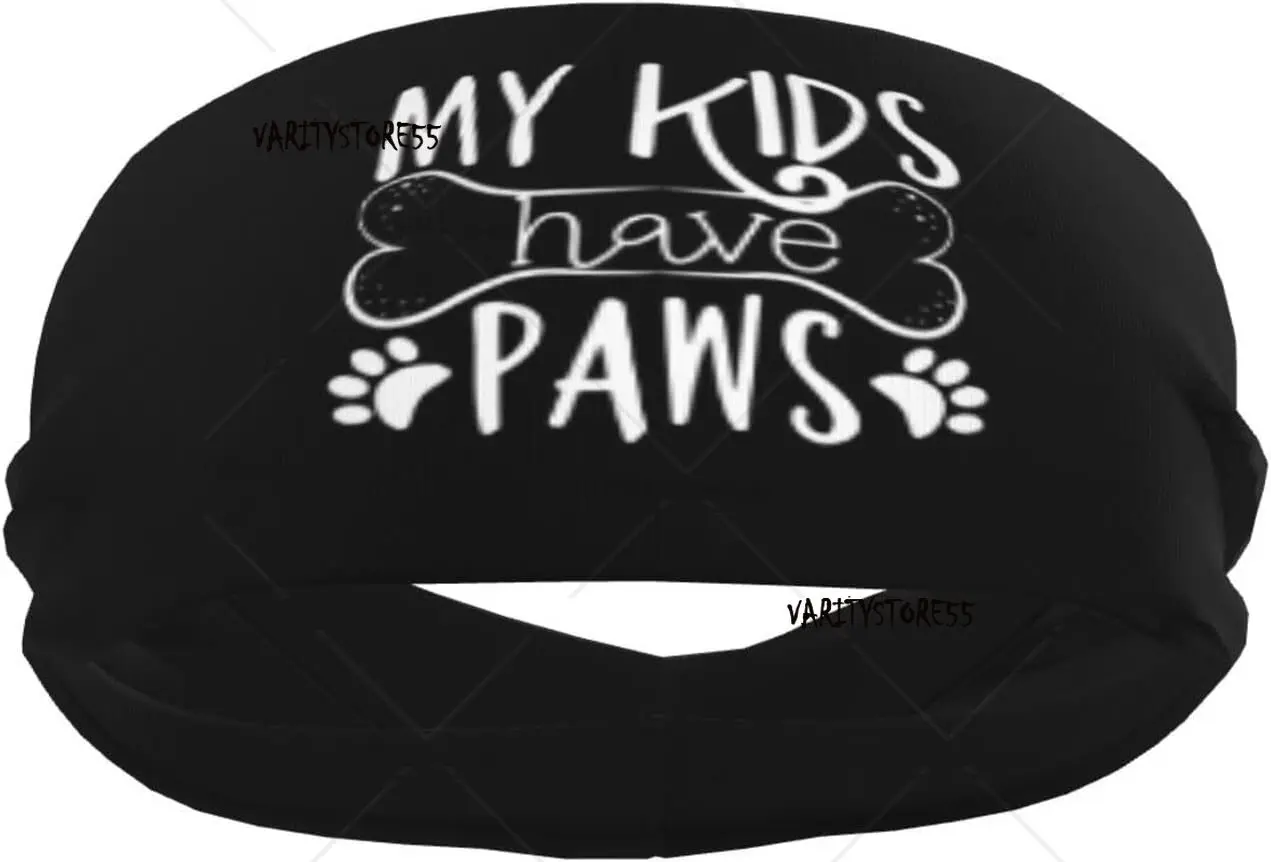 

Cat Lover My Kids Have Paws Sports Sweatband Headband for Men Women for Tennis Basketball Running Gym Working Out