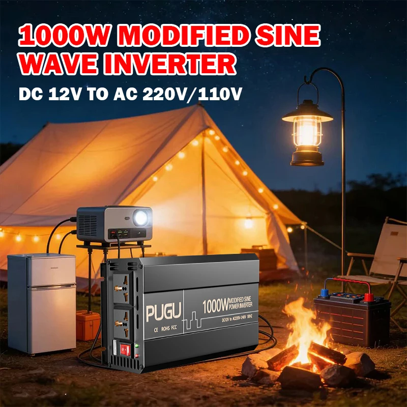1000W Modified Chord Wave Car mounted Solar Inverter 12v to 220v Car mounted Outdoor Camping Emergency Power Supply Artifact