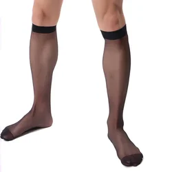 Men's Socks Invisible Breathable Transparent Middle-length Shaping Stockings  Elastic Business See Through Men's Knee-high Socks