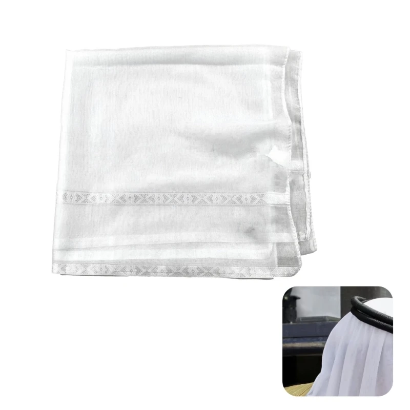 คลาสสิก Shemagh ผ้าพันคอสีขาวผ้าคลุมไหล่อาหรับสำหรับชายผู้หญิงมุสลิมน้ำหนักเบาอาหรับดูไบ Headwrap Desert Neckscarf