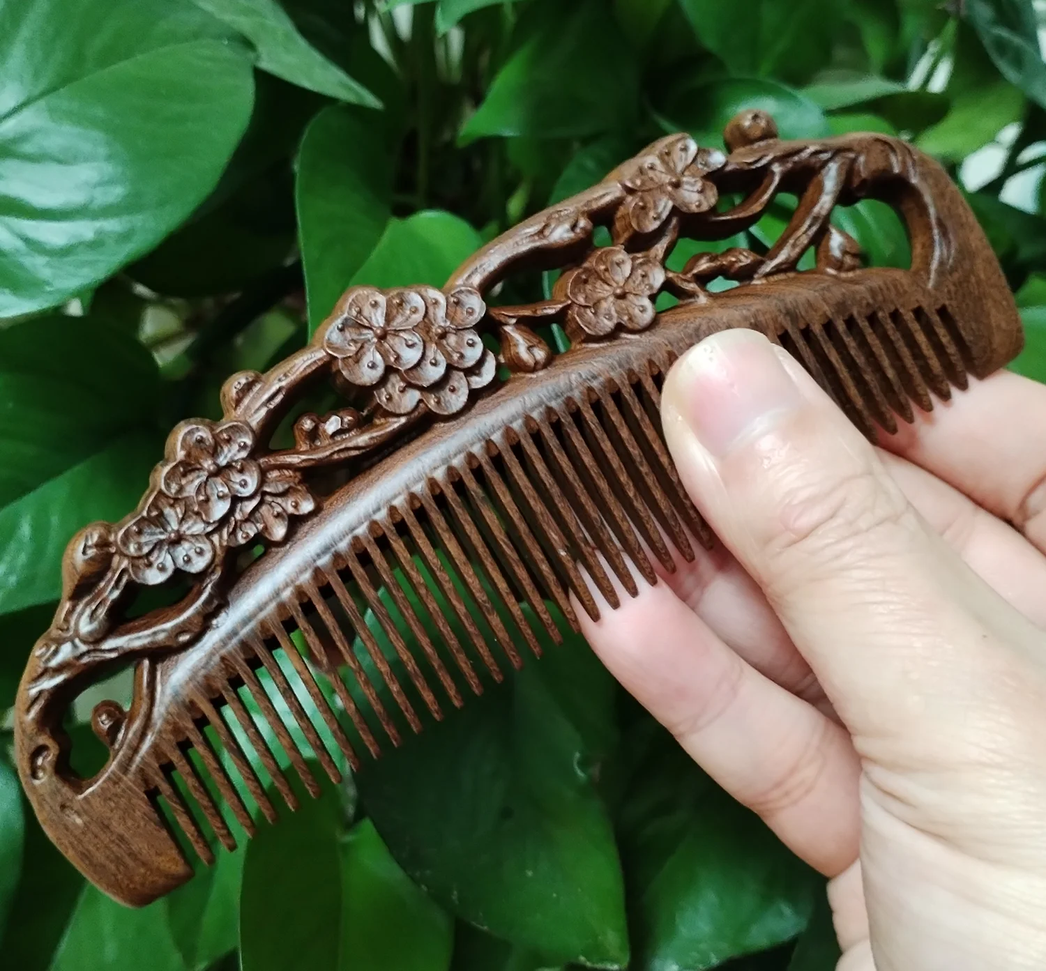Handmade Natural Sandalwood Wide Tooth Hair Comb - No Static Detangling Comb Sandalwood Wide Tooth Comb - Zero Waste Comb - ZWS  main image 3