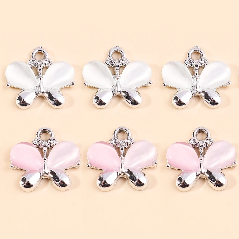 Zarte 10 stücke Opal Stein Schmetterling Charms Silber Farbe Tiere Schmetterling Anhänger für DIY Schmuck Machen Ohrringe Armbänder – Detail 9