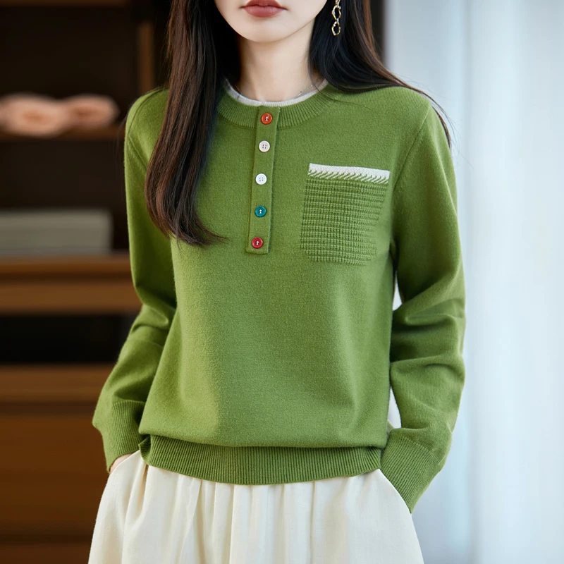 

2025 Autumn/Winter Cashmere Sweater Loose pullover Fashion Merino Wool Women's Cashmere Sweater Basic Clothing Top