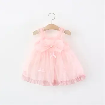 0-3歲可愛童裝幼兒夏季女孩無袖連身裙甜美大蝴蝶結兒童生日派對婚禮晚禮服 10 最佳銷售 幼兒生日禮服 - №5