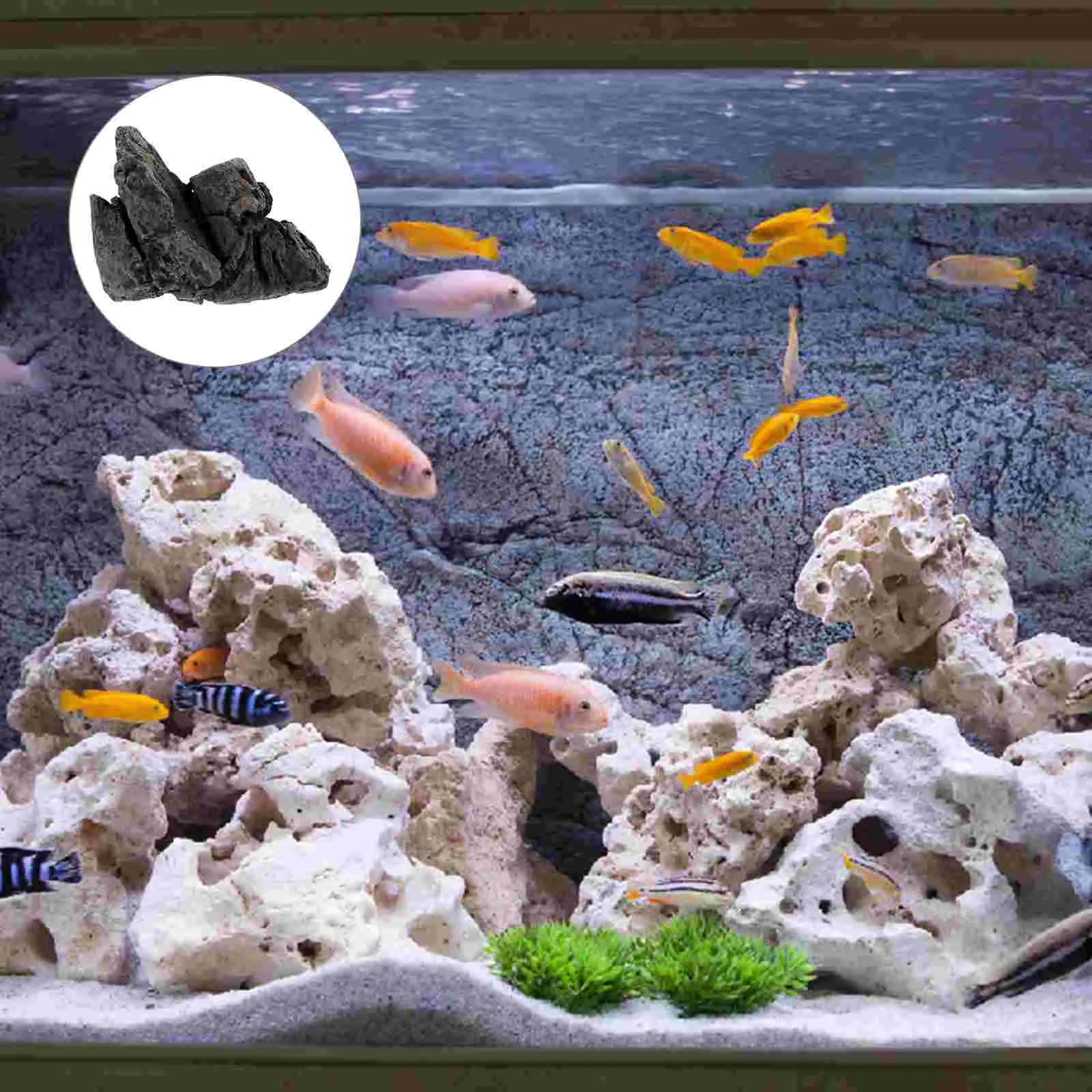 Natural Aquarium Stone Ornaments Statue Decor Rocks Resin Material Tank Stand Realistic