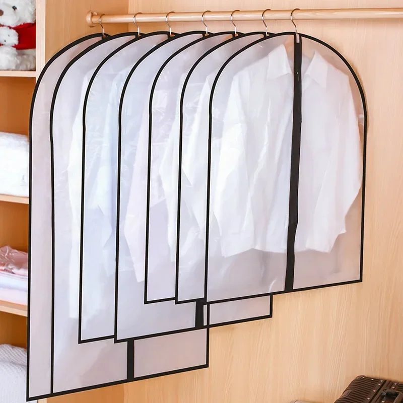 

5PCs Dustproof Clothing Covers PEVA Transparent Coat Protector Wardrobe Anti-low Temperature Foldable Suit Hanging Garment Bag