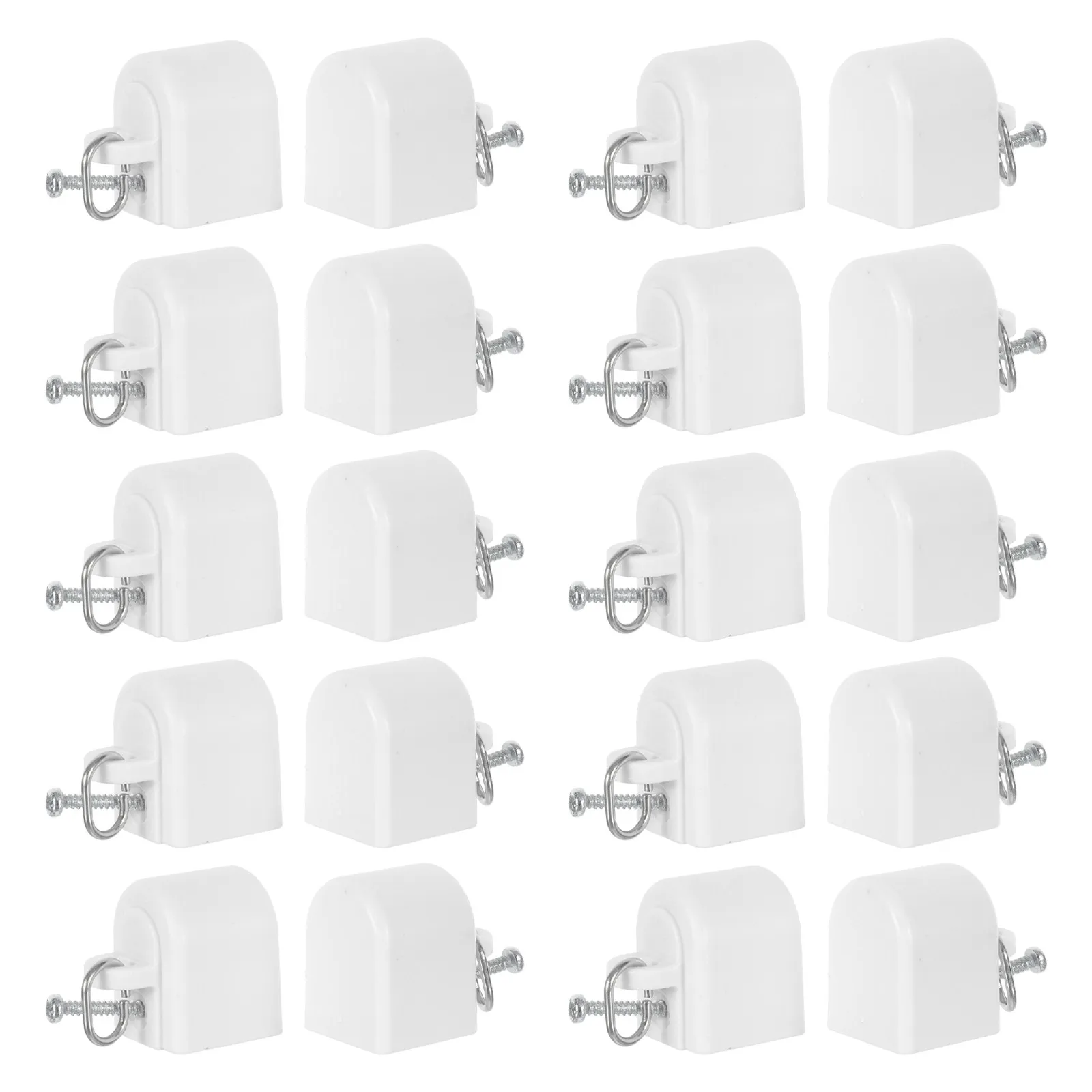 20Pcs Curtain Track End Caps Plastic Square Rail Stopper Replacement Repair Parts Indoor Curtain Rod Finials for Window Drapery