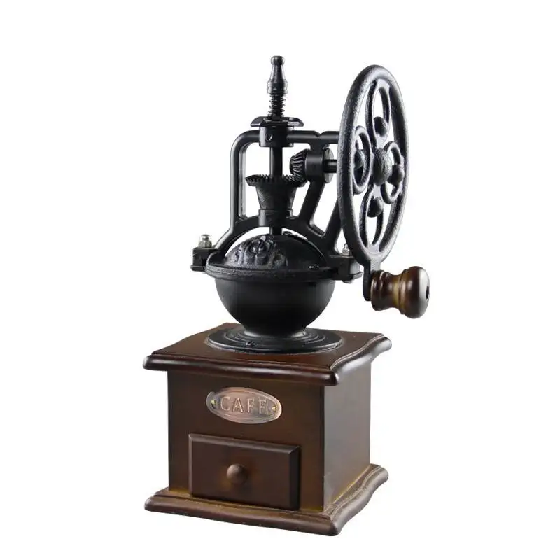 Vintage Hand-Cranked Coffee inder Large Ferris Wheel Design Manual Coffee Bean inding hine for Coffee Brewing