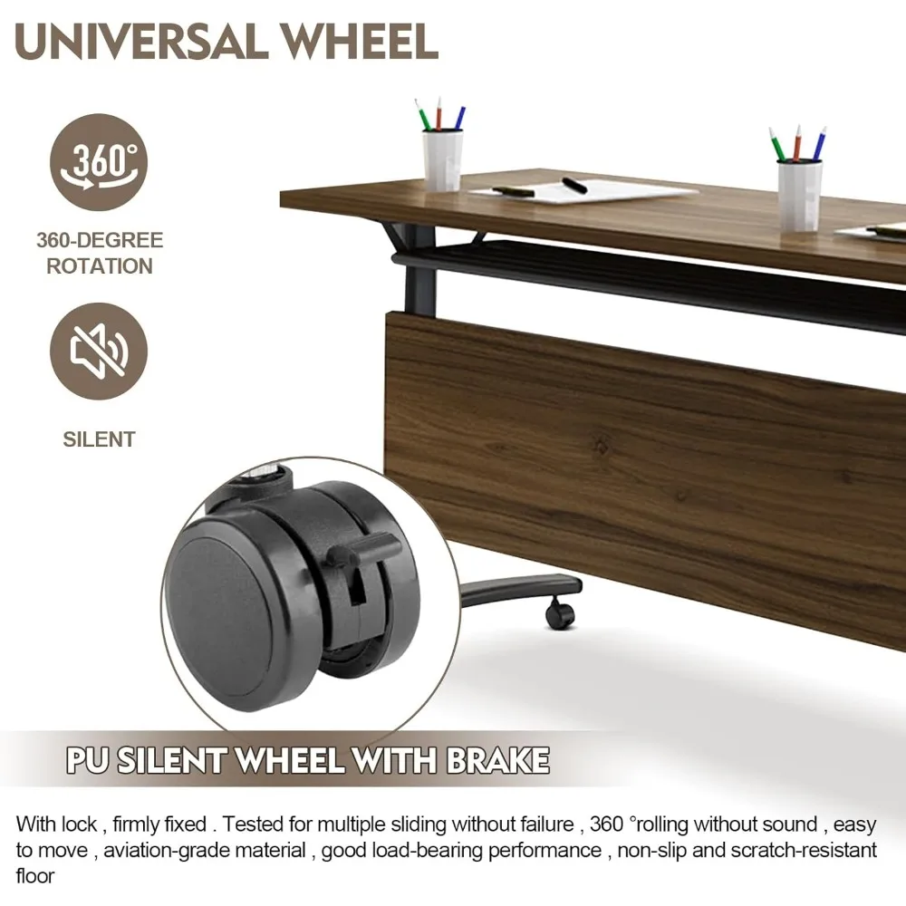 Table de conférence pliante, tables de salle de conférence modulaires rectangulaires avec roulettes