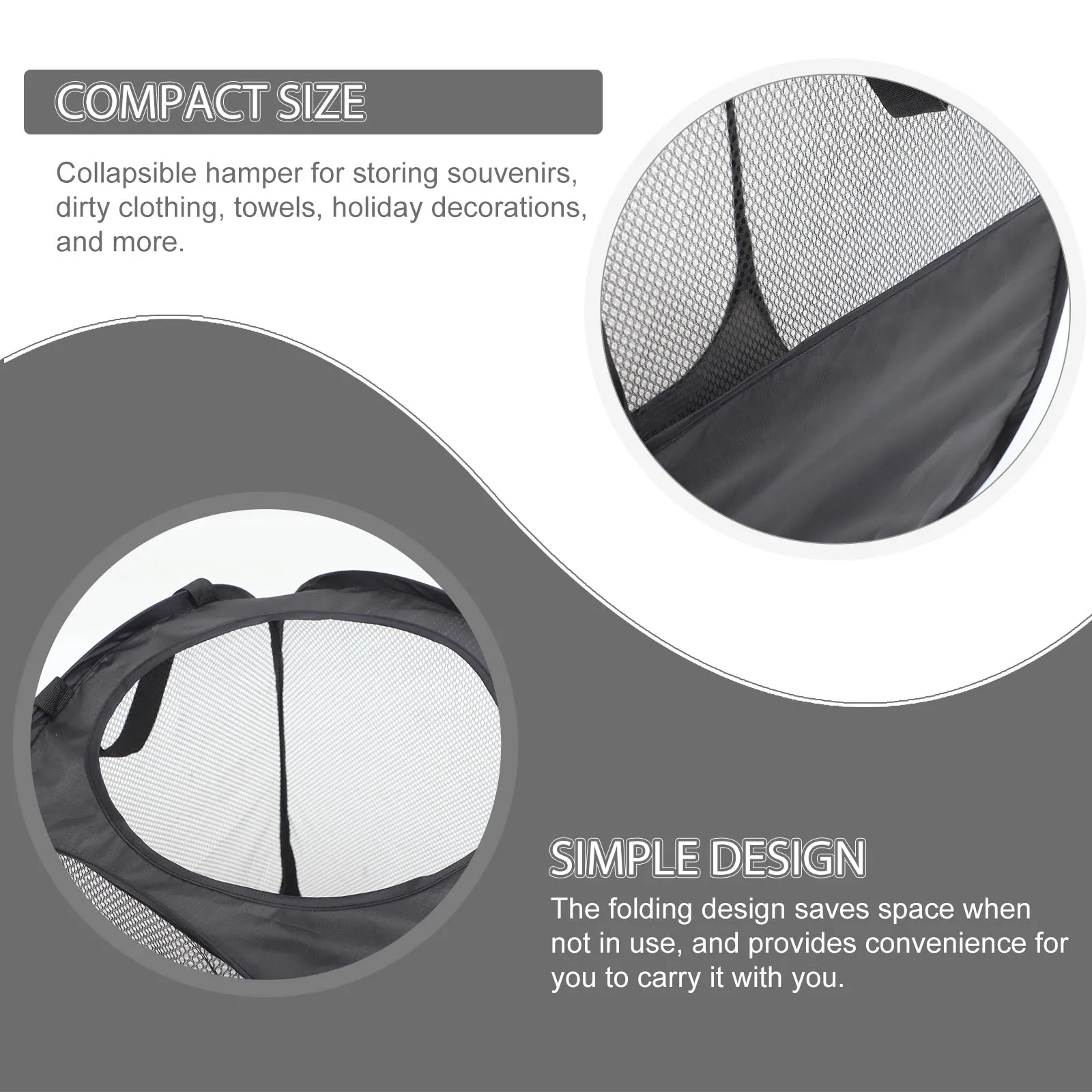 

Foldable Laundry Basket Large Capacity Mesh Black Storage Pouch Collapsible Hamper Portable Dirty Clothes ganizer Bathroom