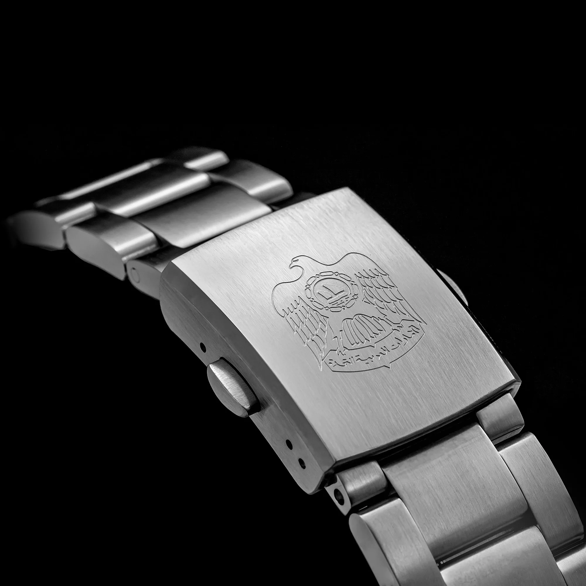 شوكة الرجال خمر ساعة كرونوغراف 37 مللي متر الباندا الهاتفي الياقوت الزجاج VK63 حركة الكوارتز سوار غير القابل للصدأ 5Bar مقاوم للماء