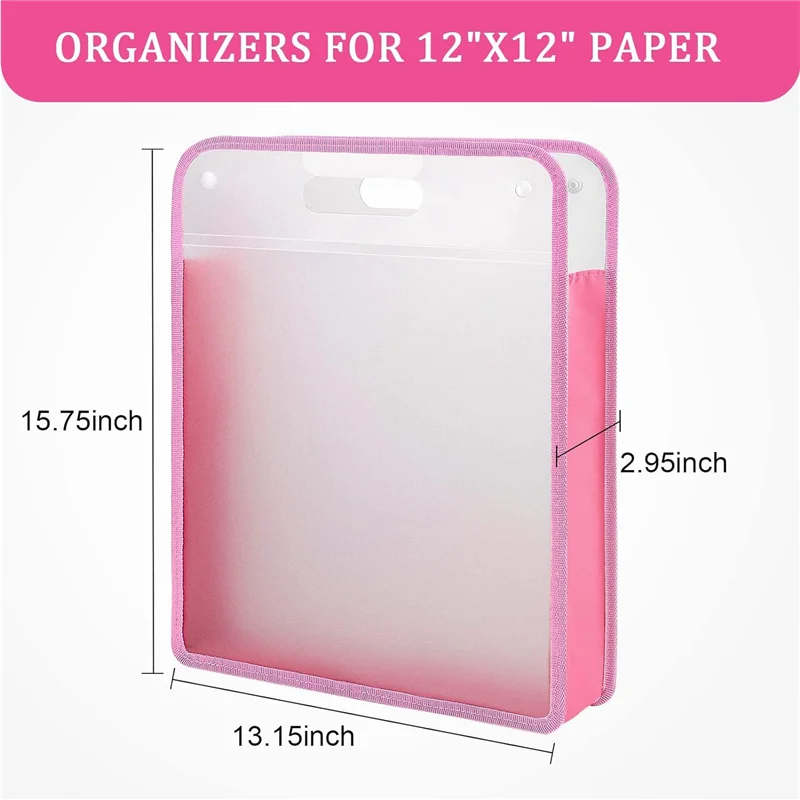 5 Pack Scrapbook Paper Organizer, Pink Expanding Paper Folio, Portable Scrapbook Paper Storage With Button Closure