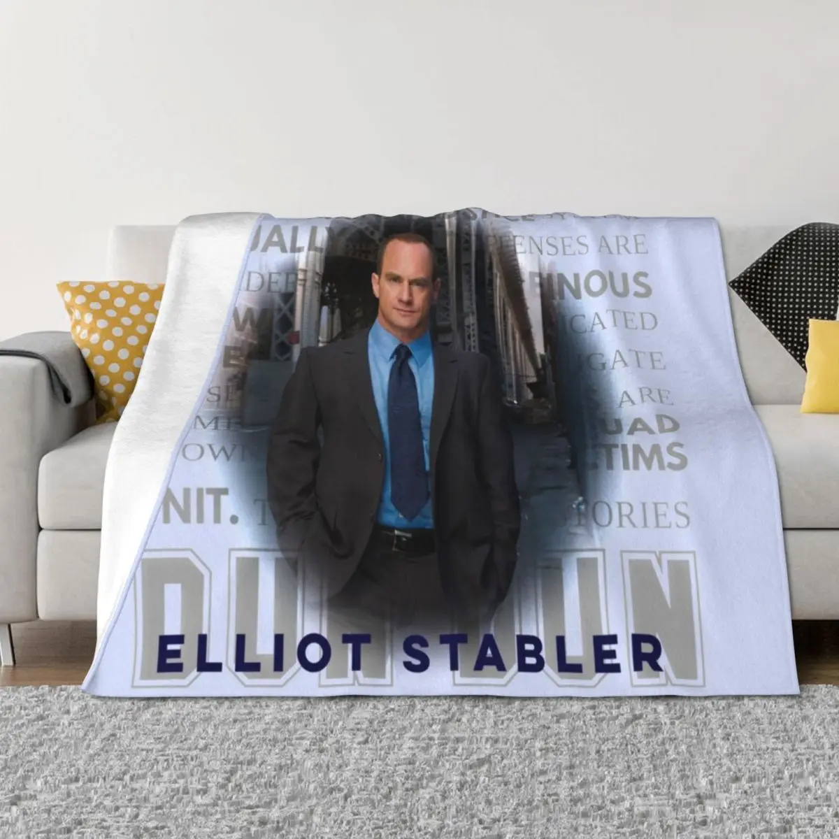 

Elliot Stabler Throw Blanket Personalized Gift Stuffeds bed plaid Bed linens Blankets