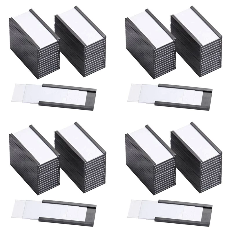 Y17A 400Pcs Magnetic Label Holders With Magnetic Data Card Holders With Clear Plastic Protectors For Metal Shelf (1 X 2Inch)