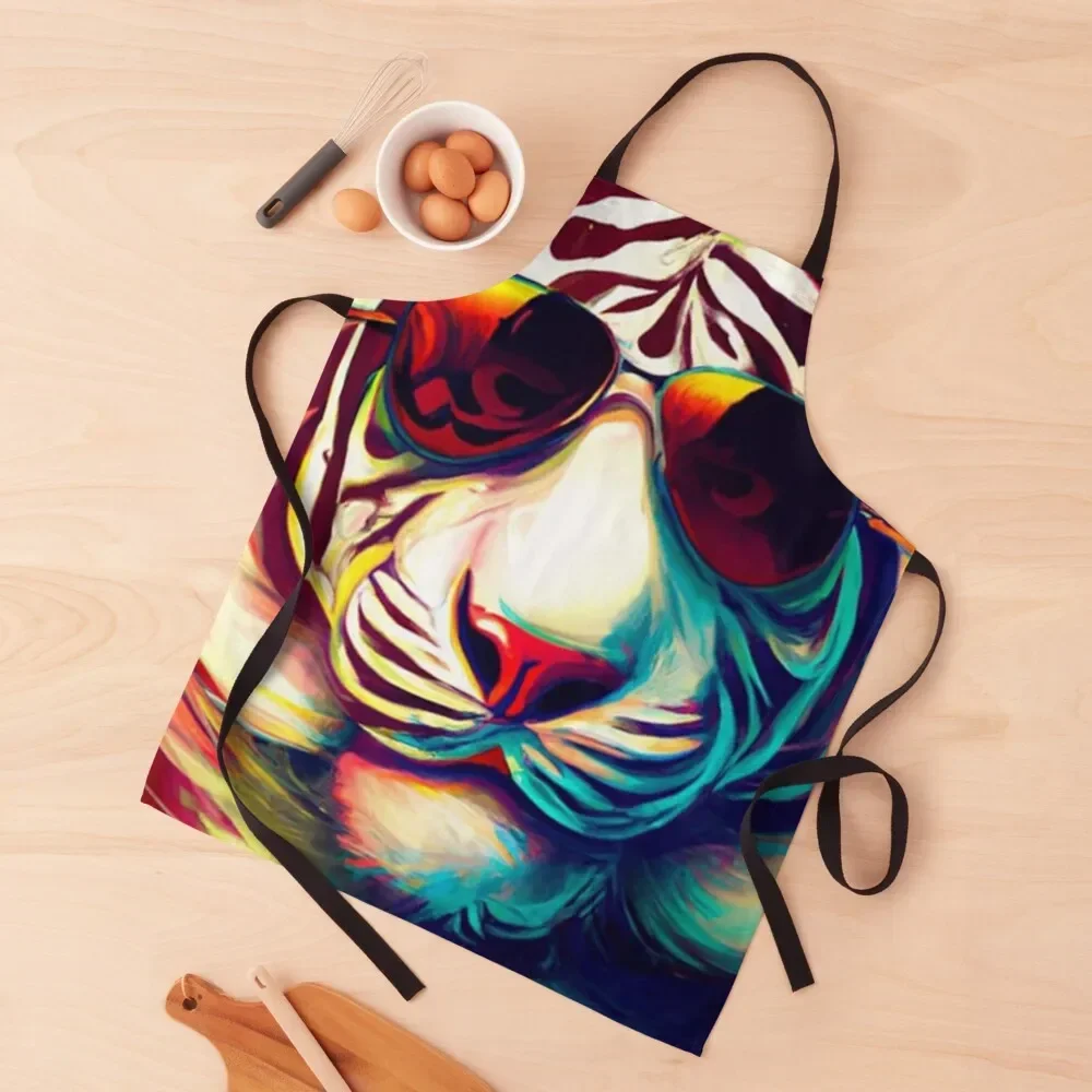 

White tiger and sunglasses Apron Men kitchen Novelties Kitchen And Home restaurant accessories Apron
