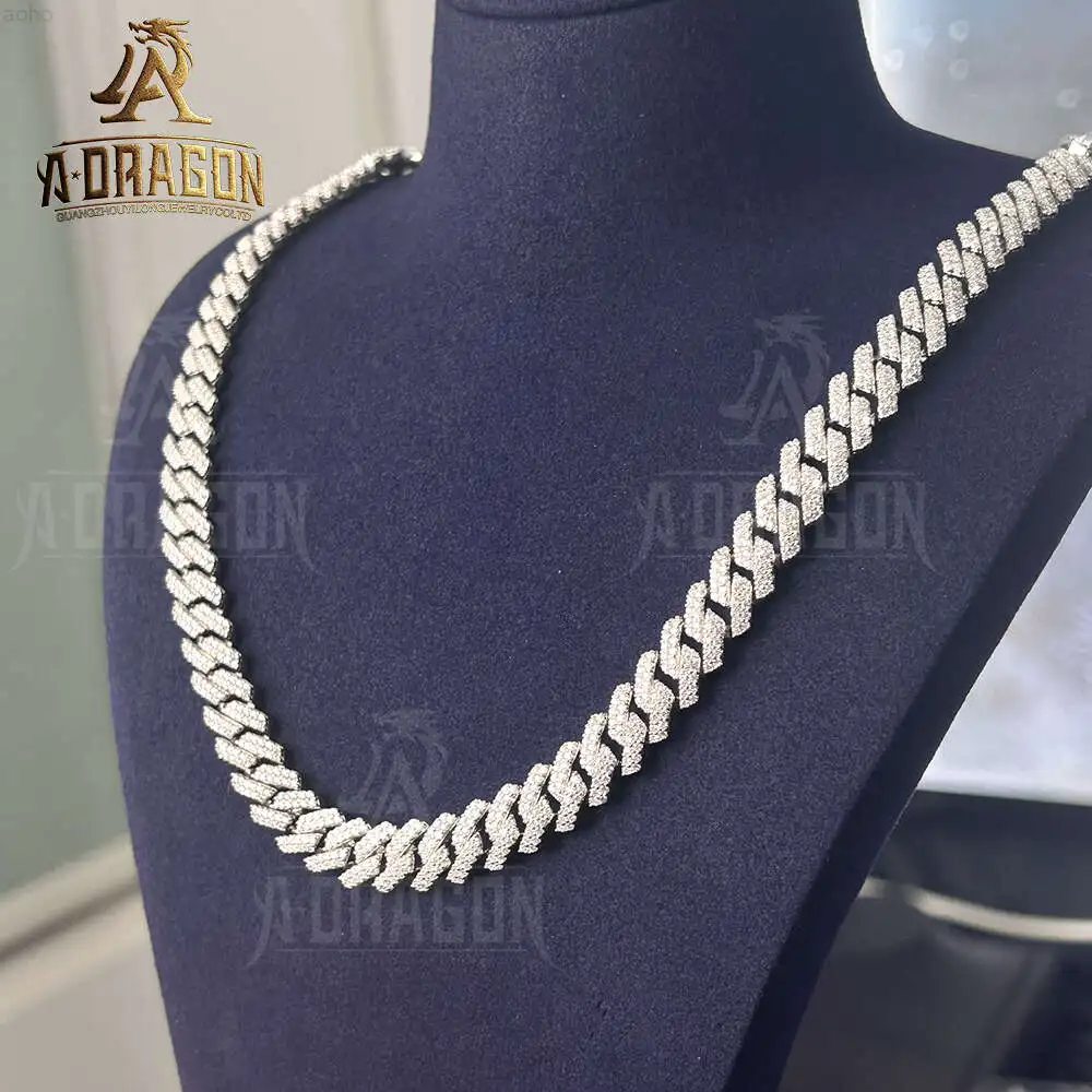 

Customize Necklace Hip Hop Pass Tester Vvs Moissanite Iced Out Diamond Silver 925 Cuban Link Chain