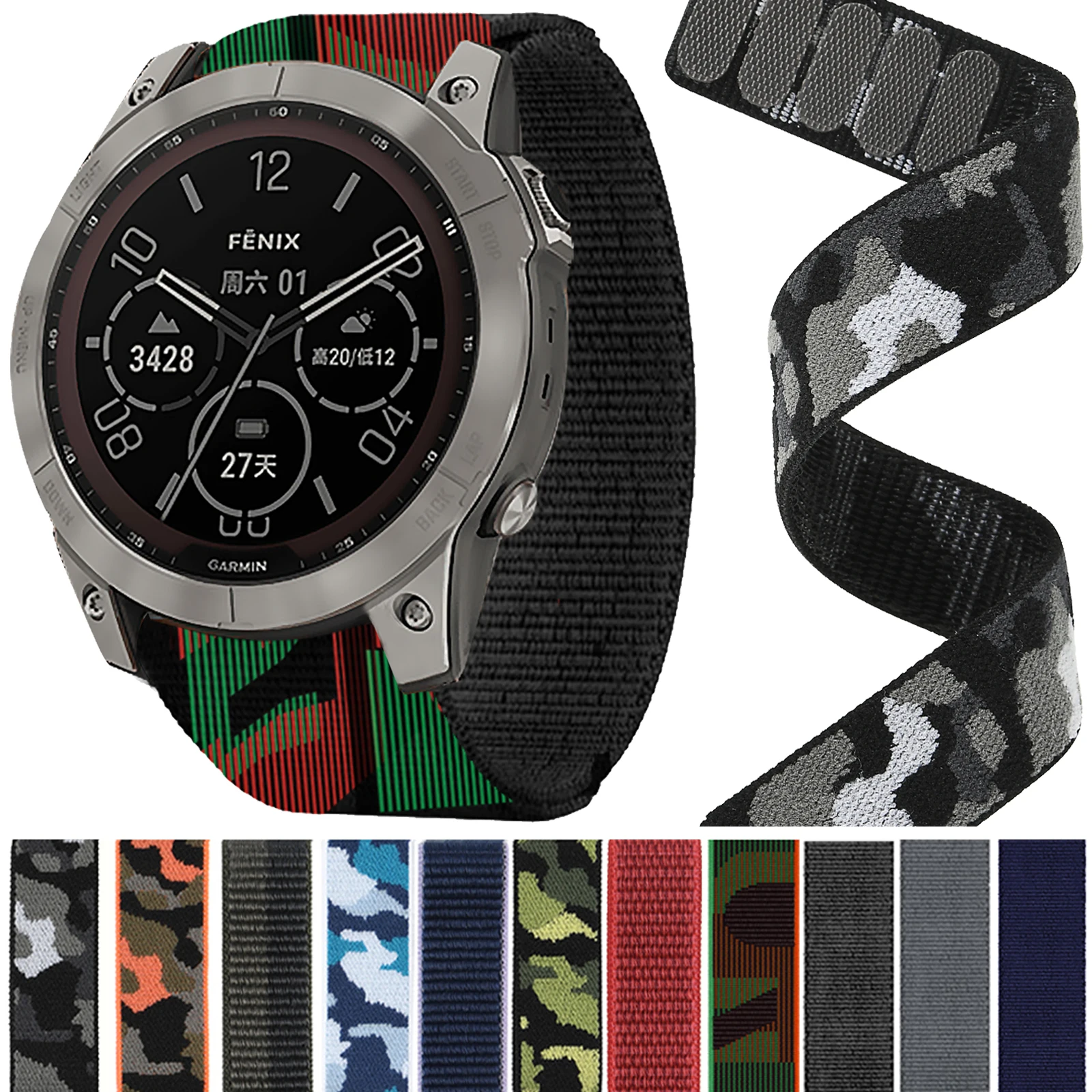 Nylon Loop Straps For Garmin Fenix 7X 6X 6 5X 5 Plus/Epix Gen 2/Enduro 2/instinct 955 Smart Watch Band 22mm 26mm Canvas Bracelet