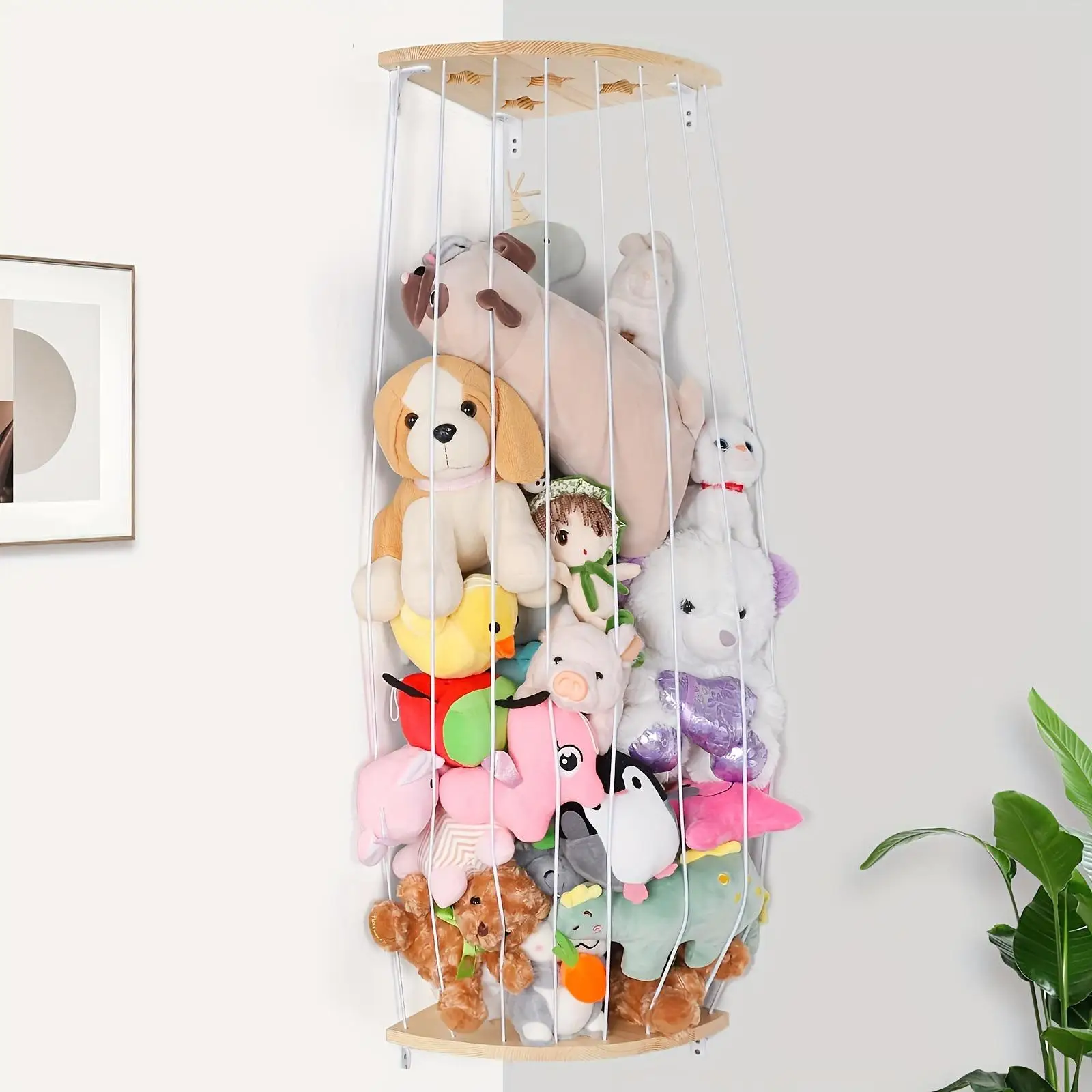 

Stuffed Animal Storage Organizer Corner Plush Toys Holder Plush Toy Holder for Living Room Kids Room Nursery Dorm Bedroom