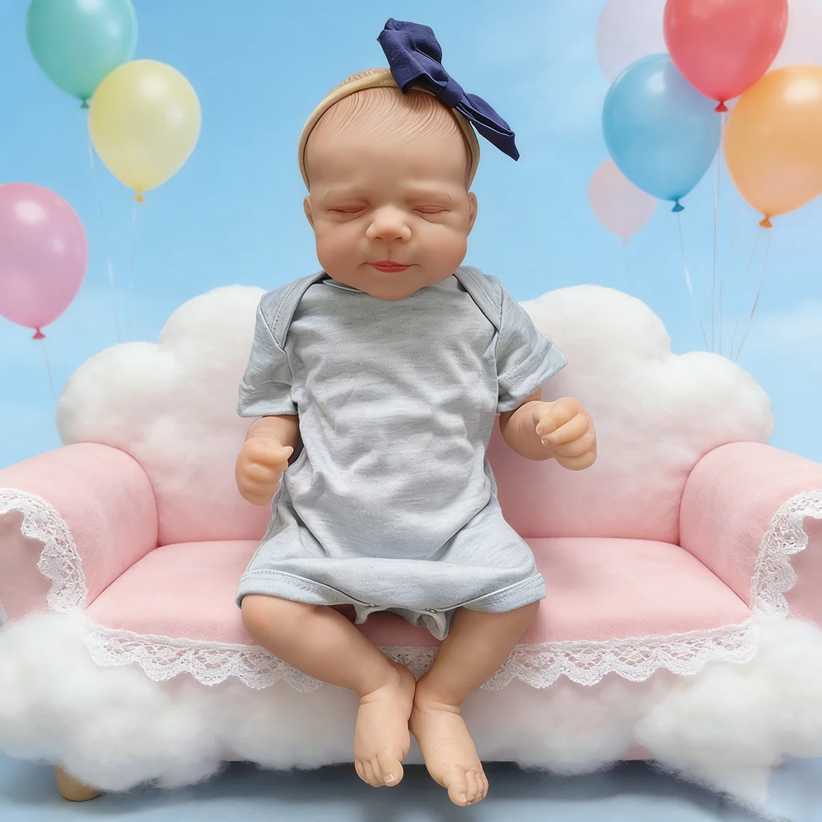 18-calowa lalka Reborn Pascale, realistyczna, śpiąca - skóra 3D, miękki materiałowy korpus i ręcznie malowane włosy